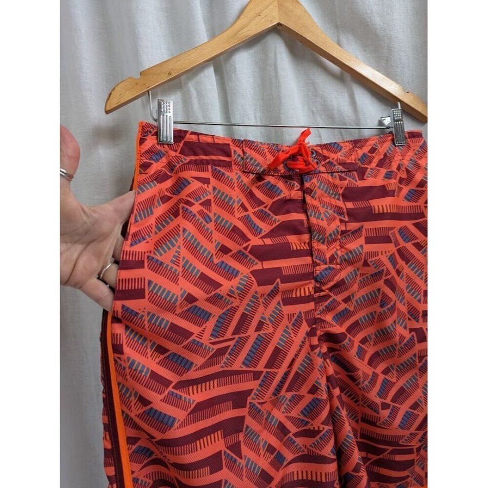 Nike Men's size Medium geometric swim shorts, orange burgundy, neon, lined O13 - Picture 4 of 11